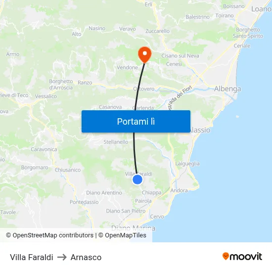 Villa Faraldi to Arnasco map