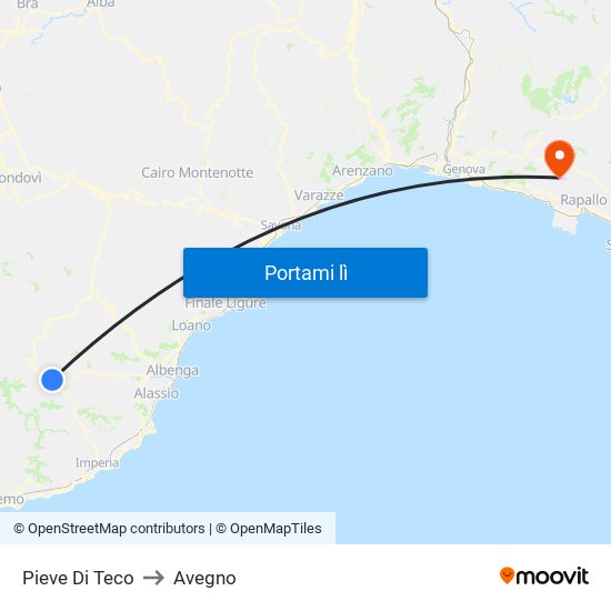 Pieve Di Teco to Avegno map