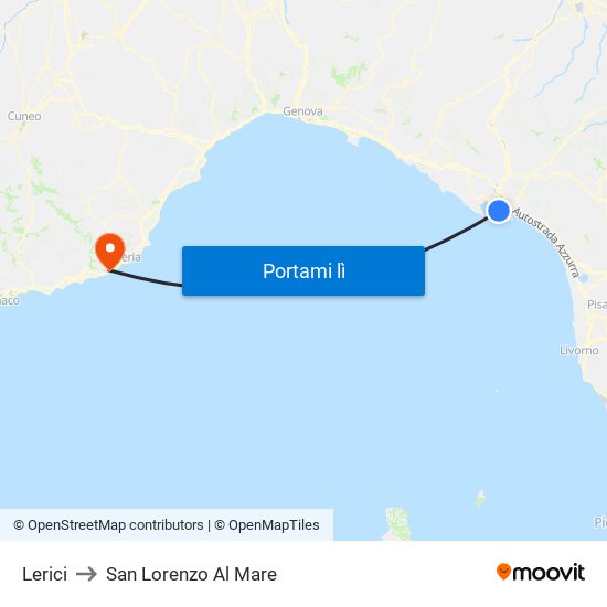 Lerici to San Lorenzo Al Mare map