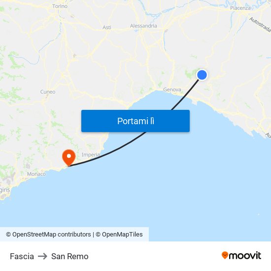 Fascia to San Remo map