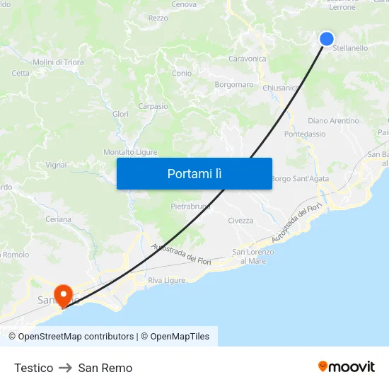 Testico to San Remo map