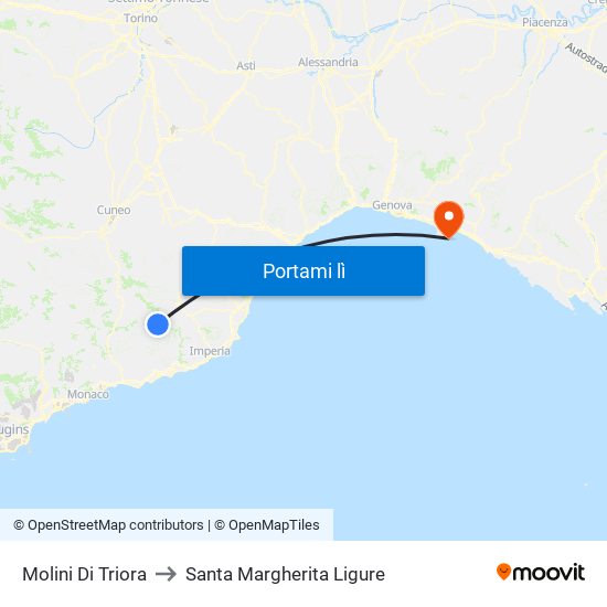 Molini Di Triora to Santa Margherita Ligure map