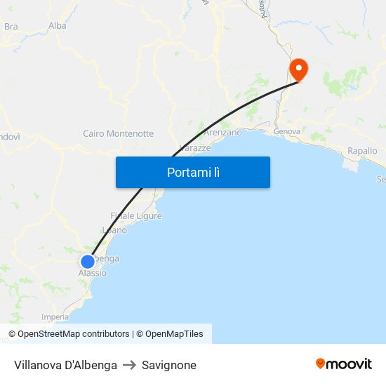Villanova D'Albenga to Savignone map