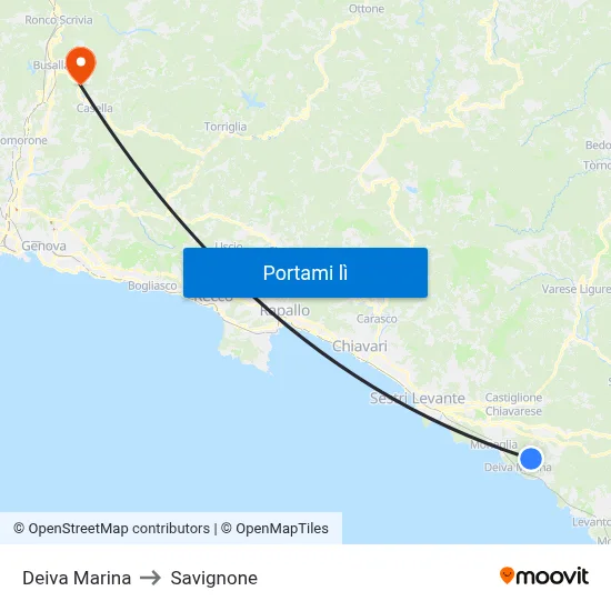 Deiva Marina to Savignone map