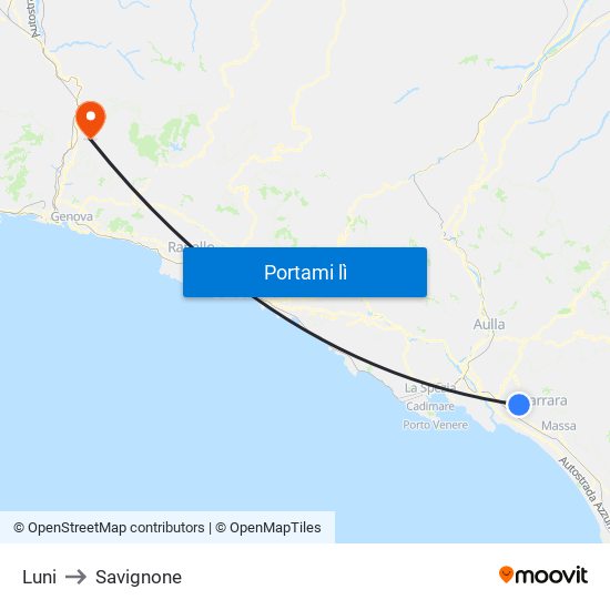 Luni to Savignone map