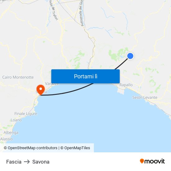 Fascia to Savona map