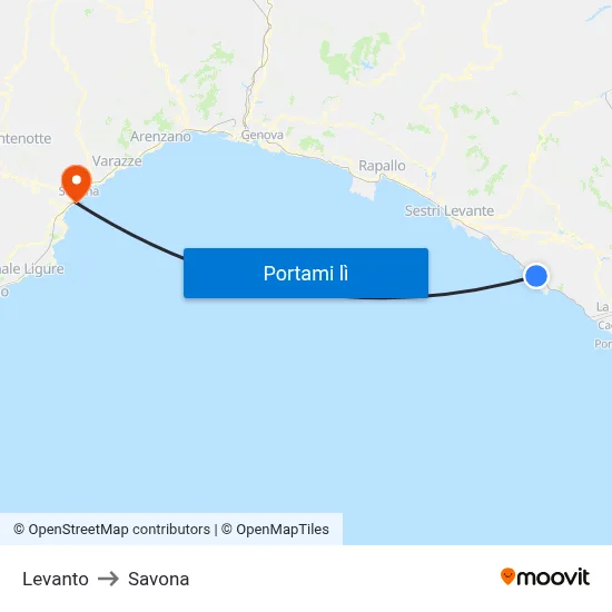 Levanto to Savona map