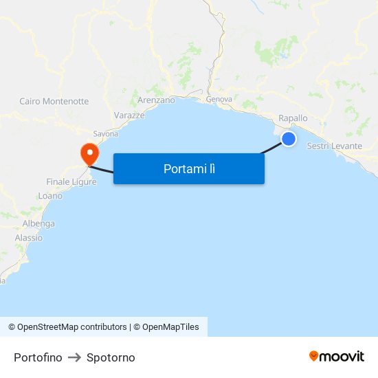 Portofino to Spotorno map