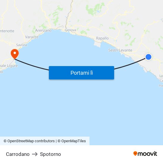 Carrodano to Spotorno map