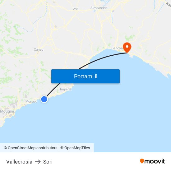 Vallecrosia to Sori map