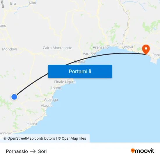 Pornassio to Sori map