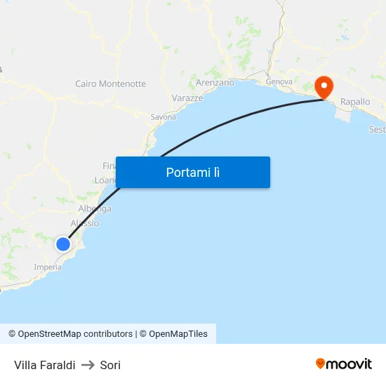 Villa Faraldi to Sori map