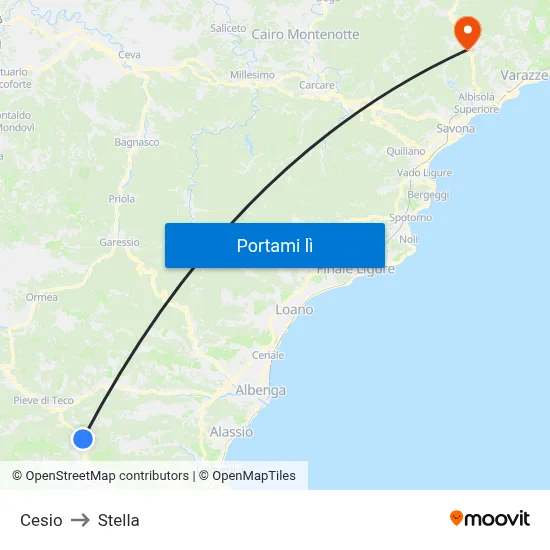 Cesio to Stella map