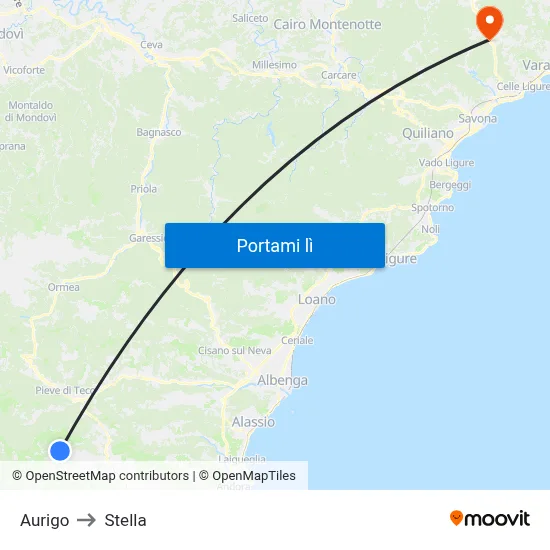 Aurigo to Stella map