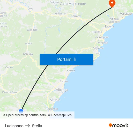 Lucinasco to Stella map