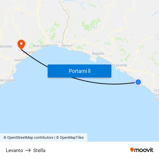 Levanto to Stella map