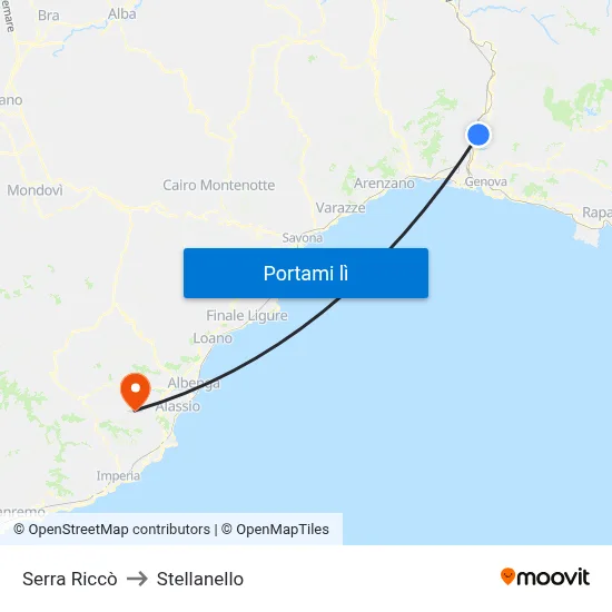 Serra Riccò to Stellanello map