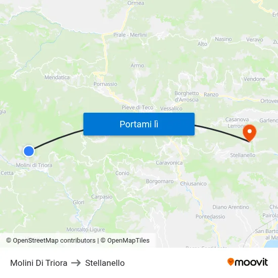 Molini Di Triora to Stellanello map