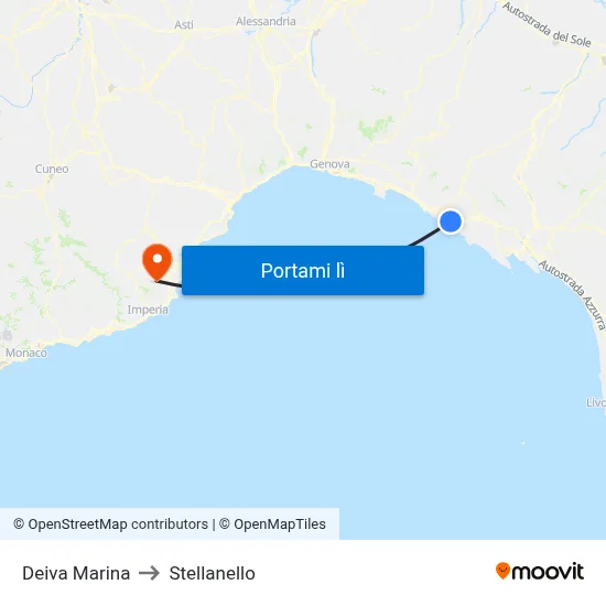 Deiva Marina to Stellanello map