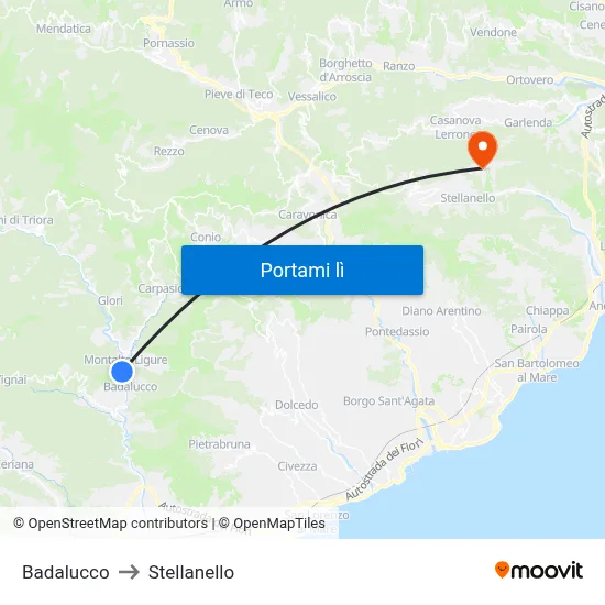 Badalucco to Stellanello map