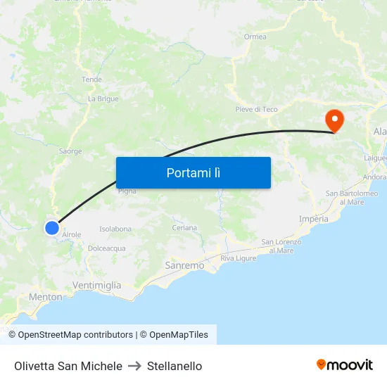 Olivetta San Michele to Stellanello map