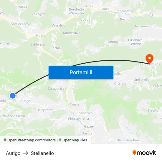 Aurigo to Stellanello map