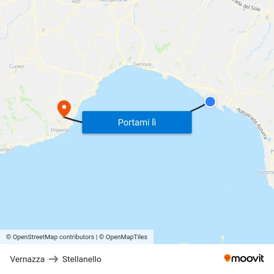 Vernazza to Stellanello map