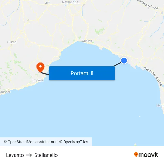 Levanto to Stellanello map
