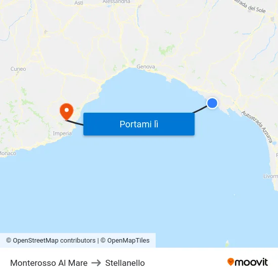 Monterosso Al Mare to Stellanello map