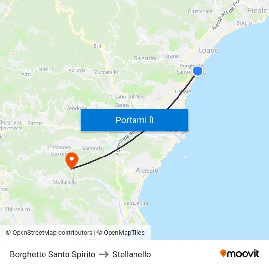 Borghetto Santo Spirito to Stellanello map
