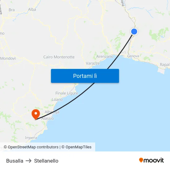 Busalla to Stellanello map