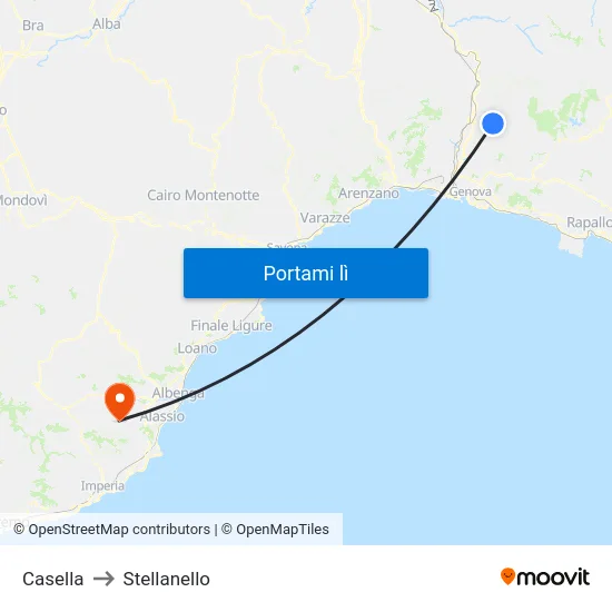 Casella to Stellanello map