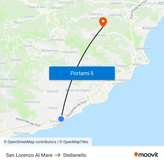 San Lorenzo Al Mare to Stellanello map