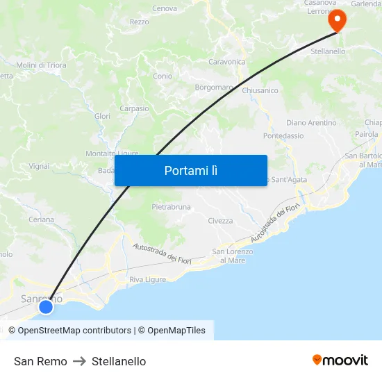 San Remo to Stellanello map