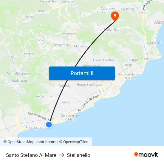 Santo Stefano Al Mare to Stellanello map