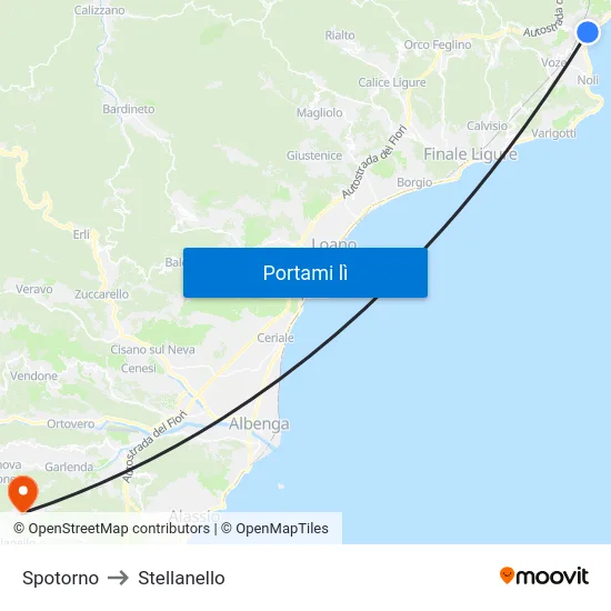 Spotorno to Stellanello map