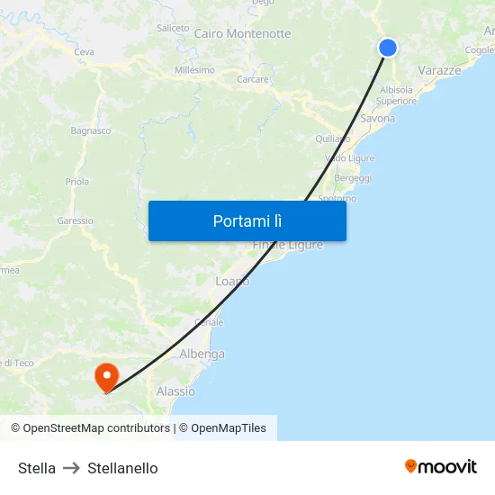 Stella to Stellanello map