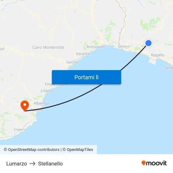 Lumarzo to Stellanello map
