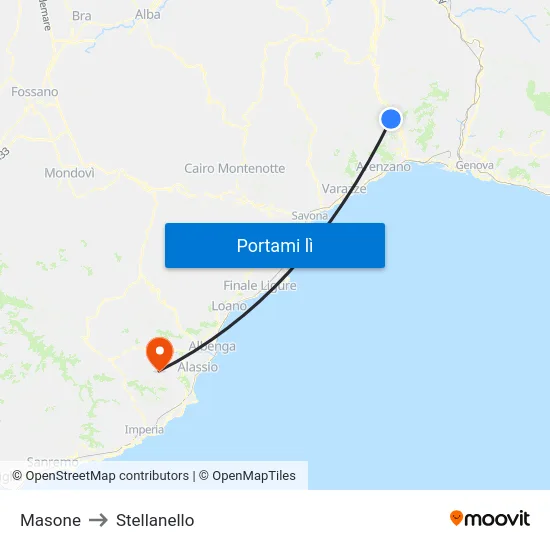 Masone to Stellanello map