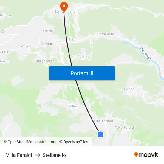 Villa Faraldi to Stellanello map
