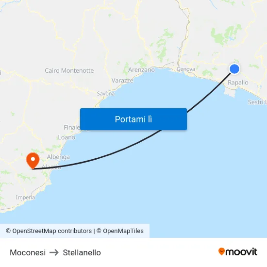 Moconesi to Stellanello map