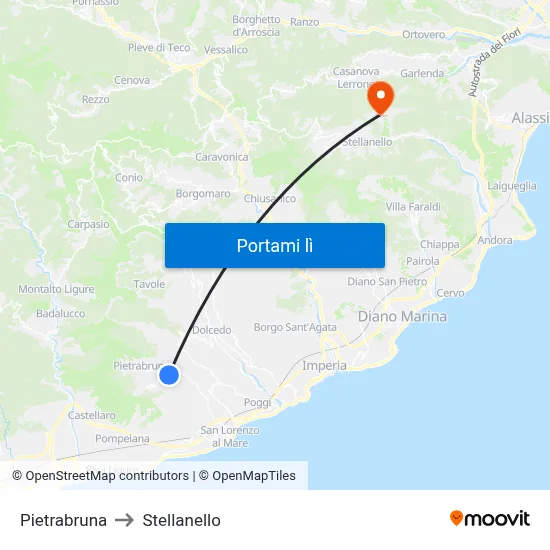 Pietrabruna to Stellanello map