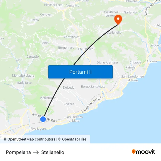 Pompeiana to Stellanello map
