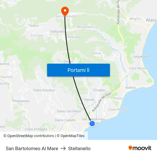 San Bartolomeo Al Mare to Stellanello map
