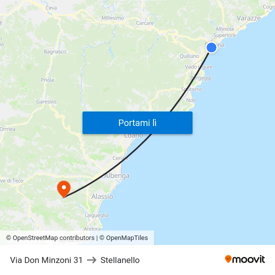 Via Don Minzoni 31 to Stellanello map