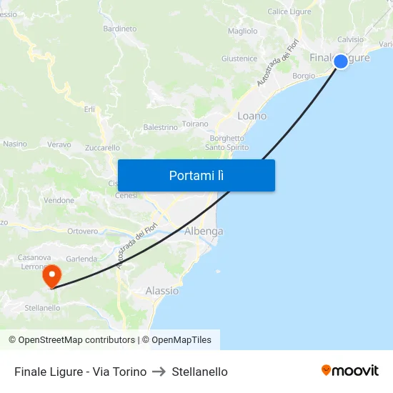 Finale Ligure - Via Torino to Stellanello map