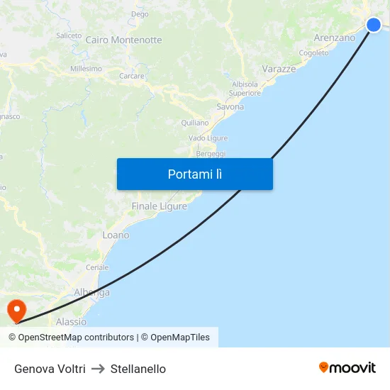 Genova Voltri to Stellanello map