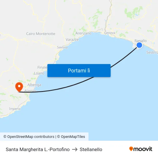 Santa Margherita L.-Portofino to Stellanello map