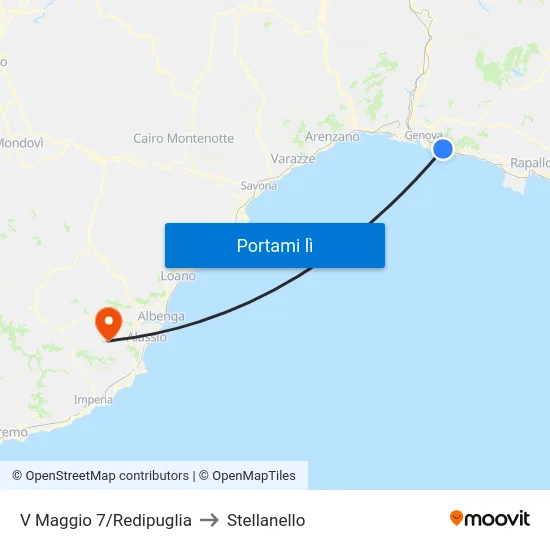 V Maggio 7/Redipuglia to Stellanello map