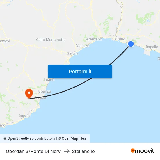 Oberdan 3/Ponte Di Nervi to Stellanello map